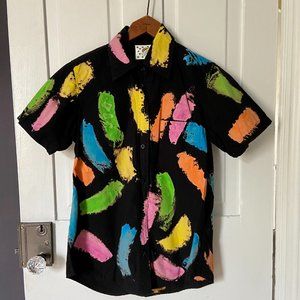 BIG BUD PRESS OOAK Paint Stroke Button Up Shirt MADE IN LA XS NEW